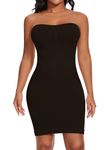 Betaven Women's Shapewear Slip Dress Tummy Control Slips Camisole Full Slip for Under Dress Seamless Body Shaper,Black,Medium