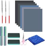 Belle Vous Epoxy Resin Casting Polishing Tool Set (15 Pieces) - Starter Supplies Kit Including File Blocks and Tools, Sanding Papers, Cloth and Scissors - for Jewellery Making