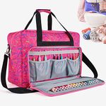 N/X Sewing Machine Tote Bag, Foldable Sewing Machine Carry Case, Padded Storage Cover Carrying Case with Pockets and Handles (Rose Red)