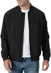 Rdruko Men's Lightweight Bomber Jacket Windbreaker Casual Stylish Fashion Golf Spring Fall Jacket(Black, CA XXL)