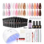 PEACECOLOR 40Pcs Poly Extension Gel Nail Kit, Gel Nails Kit with U V Lamp 15 Colours Poly Extension Gels White Clear Pink Nude Brown, Nail Decoration Manicure Tools, Valentine's Day Gift for Women