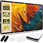 Projector Screen 120 Inch, Portable Movie Screen 16:9 HD 4K Foldable Anti-Crease Projection Screen, Cinema Screen Support Double-Sided Projection for Home Theater Cinema Indoor Outdoor Backyard Party