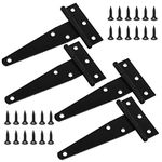 4 Pcs Heavy Duty T Hinges with Mounting Screw, 4 Inch (100mm) T Strap Door Hinges, Tee Hinges Galvanised for Wooden Gate Door Window