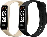 kwmobile Straps Compatible with Xiaomi Smart Band 8 Active Straps - 2x Replacement Silicone Watch Bands - Black/Beige