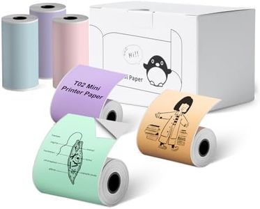 Memoking T02 / M02X / M02L Sticker Paper - Green/Purple/Orange/Pink/Light Green/Lavender Purple Sticky T02 Mini Printer Sticker Paper Refill, 50 mm x 3.5 m, Keep for 20 yrs, 6 Rolls