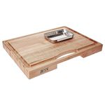 John Boos Newton Prep Master Maple Wood Reversible Cutting Board with Juice Groove and Pan, 24 inches x 18 Inches x 2.25 Inches