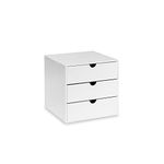 OSCO White Hi-Gloss Plastic Cube | 3 Drawers | Not A4 Size | Small Item Storage | Stackable | Lego Box | Makeup Container | Jewellery Box | Compact Organiser | 16.5cm x 16.5cm | 6.5 x 6.5 Inch