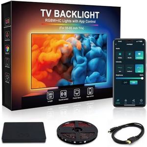 Beaeet Ambilight TV Kit Ruban LED 3,8 M HDMI Sync RGBICW, LED Chambre & TV Synchronisation Image 4K, Contrôle App/Voix, Pour Écran 55–65", Boîtier TV Requis (non inclus)