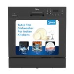 MIDEA 8 Place Setting Countertop Dishwasher (MDWTT0802D (B), Black, 6 wash programs, Portable, anti-bacterial filter & Intensive 70 degree wash for Ultra Hygiene, 24 Hour Delay Timer)