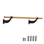 COSTWAY Wall-Mounted Ballet Barre for Kids Adults, 120cm Single Ballet Bar, Beech Wood Ballet Equipment for Home Studio Dance, Stretching, Yoga and Pilates (Black)