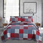 Jessy Home Plaid Quilt Set King Bed