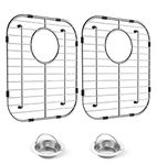 2 Pack Sink Protectors for Kitchen Sink, 13" x 11-5/8" SUS304 Stainless Steel Kitchen Sink Bottom Grid 2pcs with 2pcs Sink Strainers, Rear Drain with Corner Radius 1-1/2"