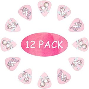 Rainbow Unicorn Guitar Picks for Kids Guitar Plectrums for Acoustic Guitar Bass Electric Guitar Pick for Girls 12 Pack Includes Thin Medium Heavy Gauges