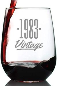 Bevvee Vintage 1983 Stemless Wine Glass - 43rd Birthday Gifts for Women & Men Turning 43 - Bday Party Decor - Large 17 oz