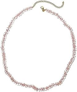 Joyfulmuze Natural Rose Quartz Handmade Necklace, Genuine Pink Chakra Energy Stone, 18k Gold Plated, Knotted Beads Adjustable Jewelry for Women, 16 Inches (Rose-Quartz)