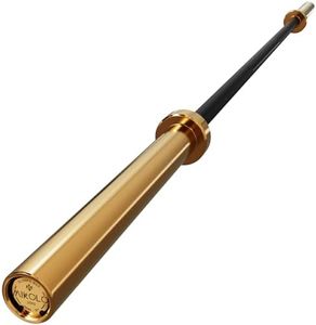 Mikolo 7ft Olympic Barbell, Barbell for Weightlifting and Powerlifting 45lb, Olympic Bar for 1500lbs Capacity, Weight Bar Fit 2” Standard Weights, Black&Gold