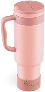 Coquella 40 oz Insulated Tumbler with Handle and Push-Button Straw Lid, Stainless Steel Travel Cup for Gym Office, Leakproof, BPA-Free, Cup Holder Friendly, Bow Silicone Boot, (Peach Roasted)