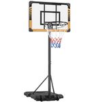 Yaheetech Height Adjustable Basketball Hoop 7ft-8ft Portable Basketball Net Stand Set System with 28'' Backboard & 2 Wheels