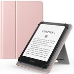 MoKo Universal Case for 6",6.8",7" Kindle eReaders Fire Tablet, Kindle/Kobo/Voyaga/Sony Kindle E-Book Tablet, PU Folio Lightweight Slim Cover Case, with Hand Strap/Kickstand, Rose Gold