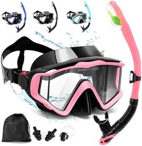 WOTOW Snorkel Mask Set for Adults, 270°Pano 3 Window Snorkeling Gear with Dry Top Snorkel, Panoramic Wide View, Anti-Fog Anti-Leak, Adjustable Snorkel Mask for Snorkeling Diving Swimming Travel