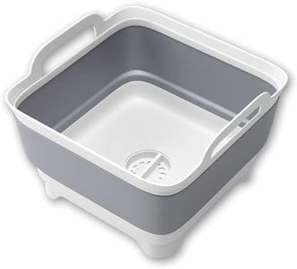 Collapsible Wash Basin Dish Drying Rack,Camping Portable Sink,Dish Basin with Drain Plug, Dish Drainers for Kitchen Sink,Collapsible Laundry Baskets for RV,Bottle Washer,Beverage Tubs,Ice bucket,Gray