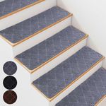 7 PCS Stair Mats Carpet Stair Treads, 20 x 76cm Stair Carpet Removable and Machine Washable,Non-slip Rubber Backing, Indoor Stair Runner Rugs Cover Mat Perfect for Pets Kids Elders,Light Grey
