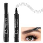 Truenix 2Pcs Black Magic Waterproof Microblading Eyebrow Contouring Pen Pencil, 4 Tipped Precise Black Pen with Sponge Micro-Fork Tip Applicator, Create Natural Looking Brows Eyebrow Makeup Long Lasting Tattoo Tint Pen