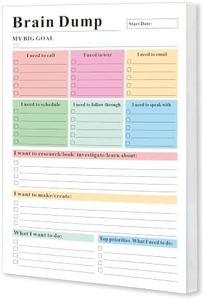 TPYNXBDS Brain Dump Notepad 50 Pages, A5 To Do List Notepad, Tear-Off To Do Notebook, ADHD Daily Planner, Adhd Brain Dump Notepad, Minimal Planning Tool