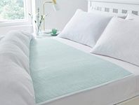 Deluxe Washable and Absorbent Reusable, Double-size Bed, Incontinence Pad/Waterproof Mattress Protector with Tucks (Green)