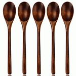 AOOSY Wooden Spoon, 5 Piece Janpanese Style Kitchen Utensil Long Handle Nanmu Wood Soup Spoons Set for Eating Mixing Stirring Cooking with box