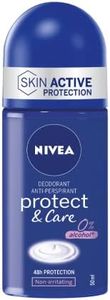 NIVEA Protect & Care Deodorante Roll-on 6 x 50 ml, Deodorante antitraspirante senza alcol etilico, Deodorante profumato e non irritante per una protezione efficace