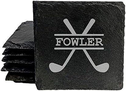 Par for the Course: Personalized Golf Coasters for Any Occasion - Square Slate - set of 4