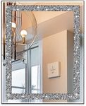 Ruomeng Rectangular Wall Mirror Crystal Crush Diamond Mirror for Home Décor Accent Mirror for Bathroom, Entryway and Bedroom, 16" x 20"