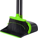 Broom with Dustpan Combo Set, Broom and Dustpan Set with 51.6’’ Long Handle, Standing Broom and Dustpan, Upright Broom Set for Home Office Kitchen,Lobby Dustpan Long Handle for Outdoor
