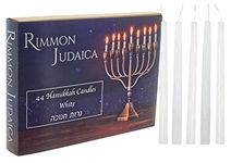 Rimmon Judaica 44 Traditional Hanukkah Candles - Enough for All 8 Nights - Standard Size Fits Most Menorahs - White