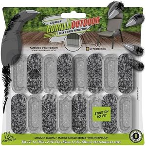 Slipstick GorillaOutdoor Berber Furniture Feet Pads with Clear Sleeve Sock (16 Pack) Weatherproof Outdoor Furniture Sliders for Large Rectangular Legs