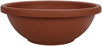 The HC Companies 20 Inch Large Garden Bowl Planter - Shallow Plant Pot with Drainage Plug for Indoor Outdoor Flowers, Herbs, Clay