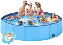 Foldable Dog Pool, YSJILIDE Portable PVC Dog Pet Swimming Pool, Collapsible Plastic Dog Bath for for Large Medium Small Dogs & Kids (XXXXXL-97 x 16" Blue)