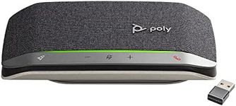 Poly - Sync 20+ Bluetooth Speakerphone (Plantronics) - Personal Portable Speakerphone - USB-C Bluetooth Adapter - Connect to Your PC/Mac/Cell Phone - Works with Teams, Zoom & More,Black