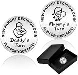 Jormftte New Parents Decision Coin, Flip Coin for Mum Dad with Gift Box, Engraved Stainless Steel Fun Coin for Decision Making, Novelty Gifts for Mum Dad New Baby New Parents