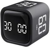 QUMOX Pomodoro Timer, Cube Productivity Timer with Adjustable Sound and Vibration Alert, Ideal for Work, Office, ADHD, Study, and Tasks - 5/10/30/60 Minutes & Custom Countdown - Black