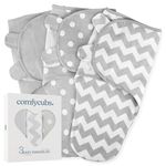 Comfy Cubs Swaddle Blanket Baby Girl Boy Easy Adjustable 3 Pack Infant Sleep Sack Wrap Newborn Babies (Small 0-3 Months, Grey)