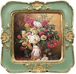 WINPLUS+ Vintage Picture frames, Luxury Antique Photo Frames With Golden Embossed Flower Furnishing, Retro Style Decor, Wall and Tabletop Display, Art Gallery (Green, 3x3)