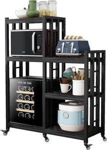 6-Tier Kitchen Bakers Rack Storage Shelf, Utility Plant Stand/ Mini Fridge & Microwave Oven Stand Table, Coffee Bar, Adjustable Kitchen Shelves Freestadning for Home Office Patio (Shelf with Wheels)