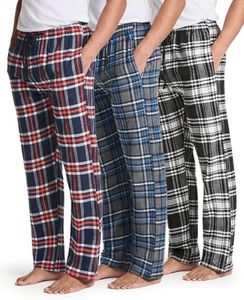 Real Essentials 3 Pack Mens Big & Tall King Size Pajama Pants Cotton Soft Pajamas Men Flannel Bottoms Fleece Buffalo Plaid Pj Lounge Pants Sleepwear Pijamas Hombres Woven - Set 5, 3x Tall