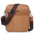 CIMONI® Premium Genuine Leather Sling Bag Casual Crossbody With Adjustable Straps Daytrip Shoulder Sling Bag Men Sling bag (Color - Tan)