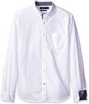 Nautica Mens Classic Fit Stretch Solid Long Sleeve Button Down Shirt, Bright White, Large US