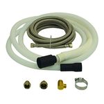 Eastman Dishwasher Installation Kit with Large Port, 1/2 Inch Compression, 3/8 Inch MIP Elbow, 1/2 Inch FIP Valve Adapter, 10 Foot Braided Stainless Steel Dishwasher Connectors, 69006