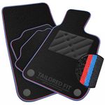 Car Mats to fit BMW 3 Series (E93) Convertible 2007-2013 Black Carpet & Blue & Red Colour-Tech Trim & Black Rectangle Heel Pad [SAPP-71]