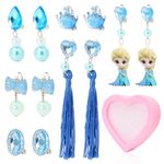 SANNIDHI® 6 Pairs Earrings for Girls Stylish Clip On Earrings for Non Pierced Ears Elsa Princess Dress Up Pretend Play Earrings Set Cute Kids Earrings for Girls Jewellery Gift